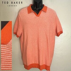 Ted Baker Texture Stripe Polo Ted size 4 Gently worn 77% cotton/22% polyamide